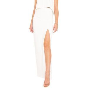 Black Halo Porcelain White Front Slit High Waisted Kacie Maxi Skirt 0
